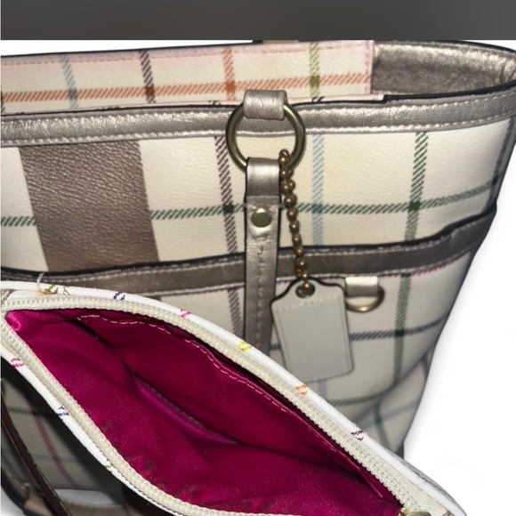 Vintage Coach Heritage Tattersall Tote + Matching Wallet - Picture 3 of 7